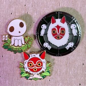 Studio Ghibli Mononoke forest spirits kodama pins limited edition enamel